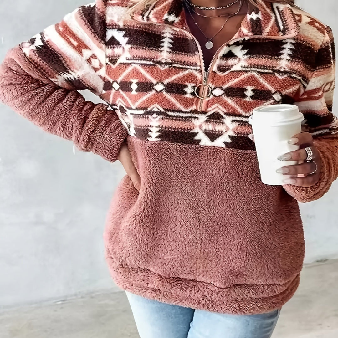 Coralie | Aztec-Pattern Half-Zip Pullover