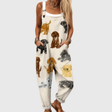 Eloisa | Relaxed Sketchy Dog Jumpsuit