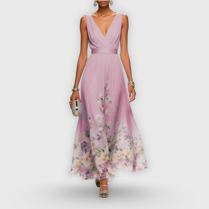 Florence | Elegant Sleeveless Floral Maxi Dress