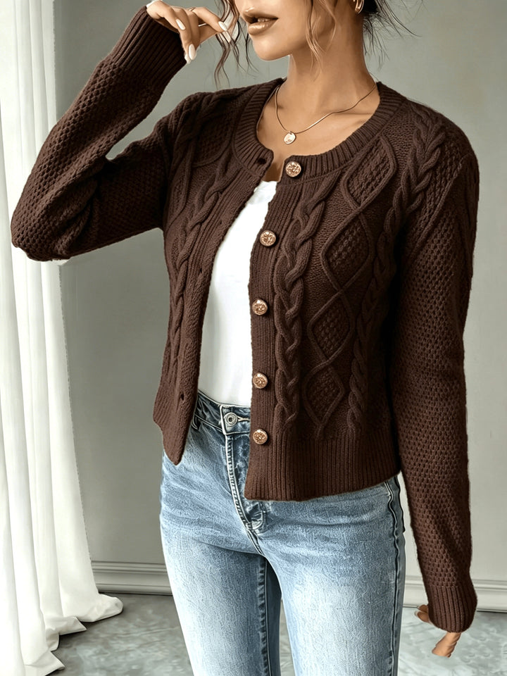 Lorraine | Cable-Knit Button-Front Cardigan