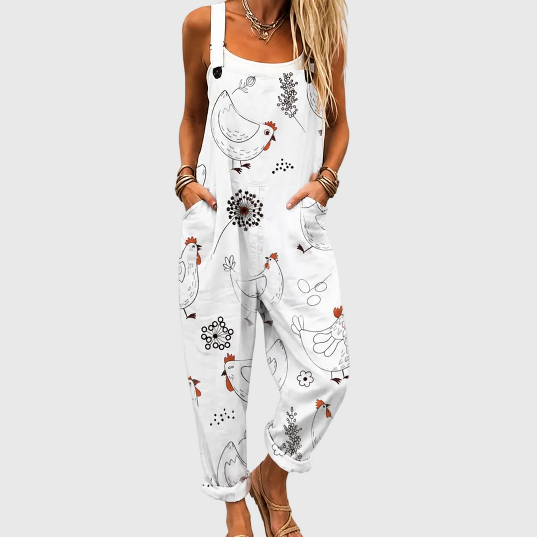 Zenobia | Relaxed Hen Print Jumpsuit