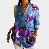 Waverly | Artful Ocean-Print Blouse