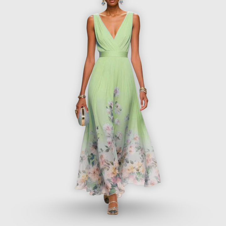 Florence | Elegant Sleeveless Floral Maxi Dress