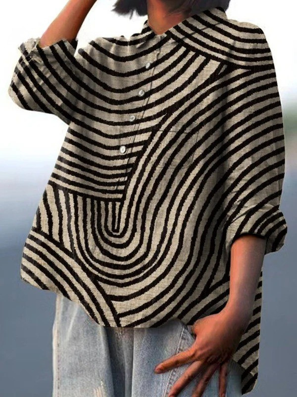 Eudora | Curved Stripe Casual Shirt