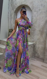 Ivy | Flowing One-Shoulder Floral Maxi Dress