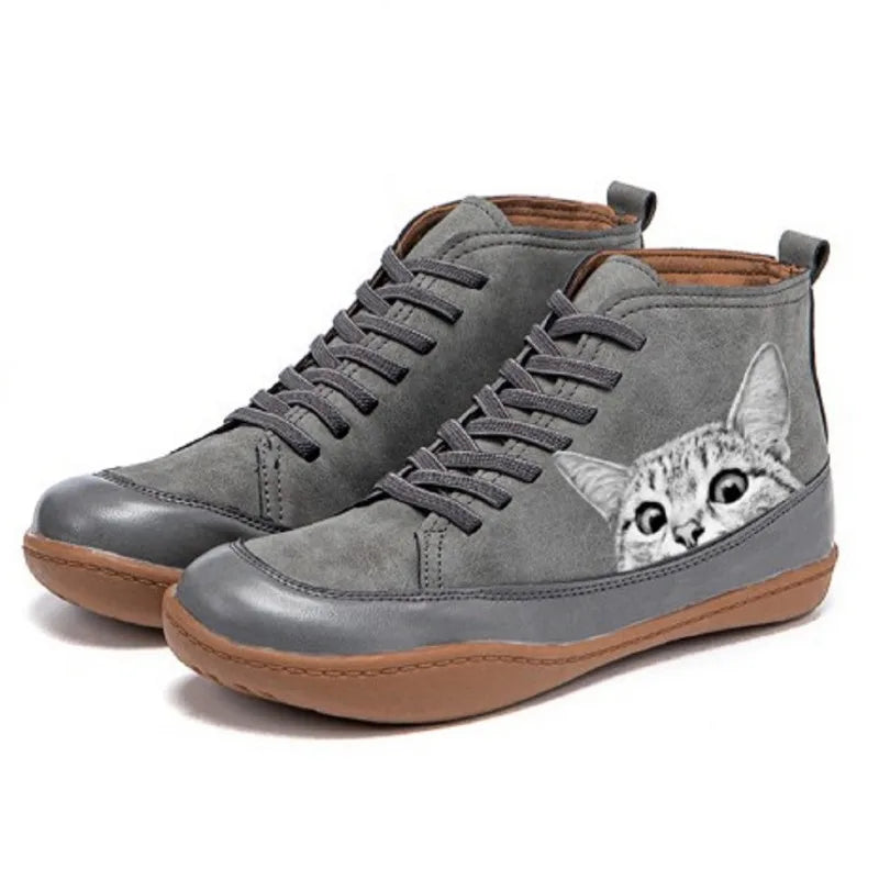 Sylvie | Cat-Print High-Top Sneakers