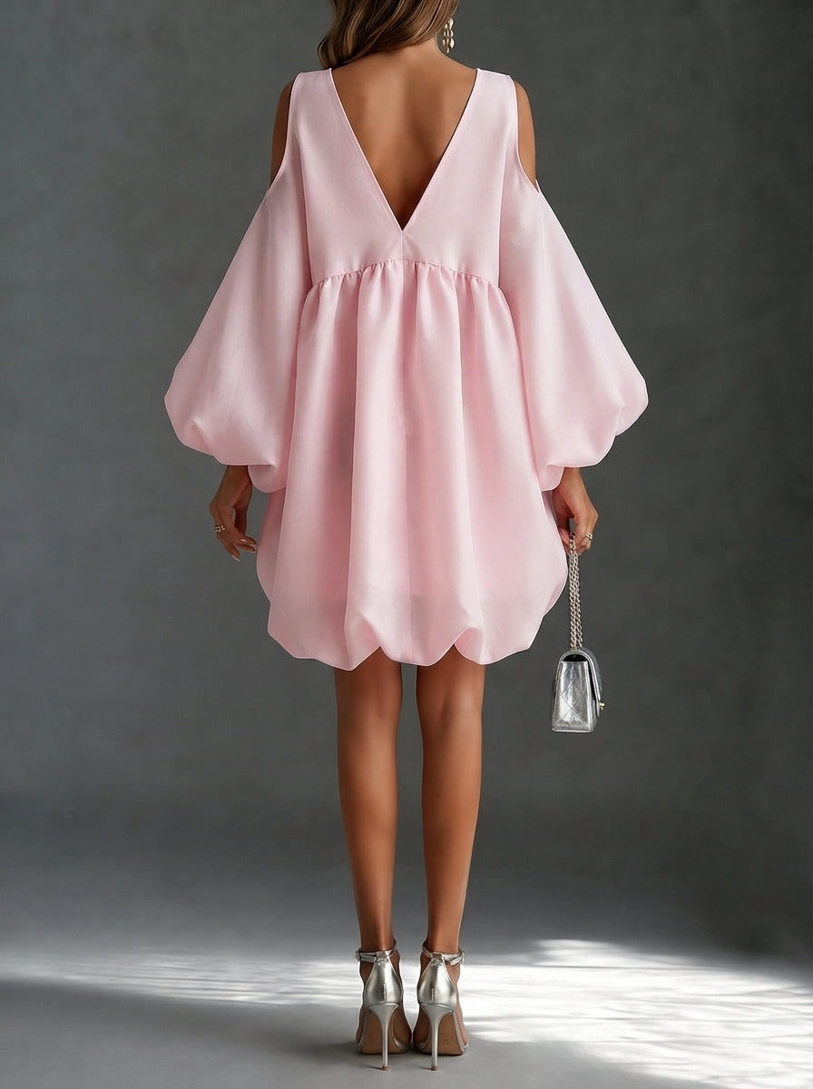 Daphne | Cold Shoulder Balloon Sleeve Mini Dress