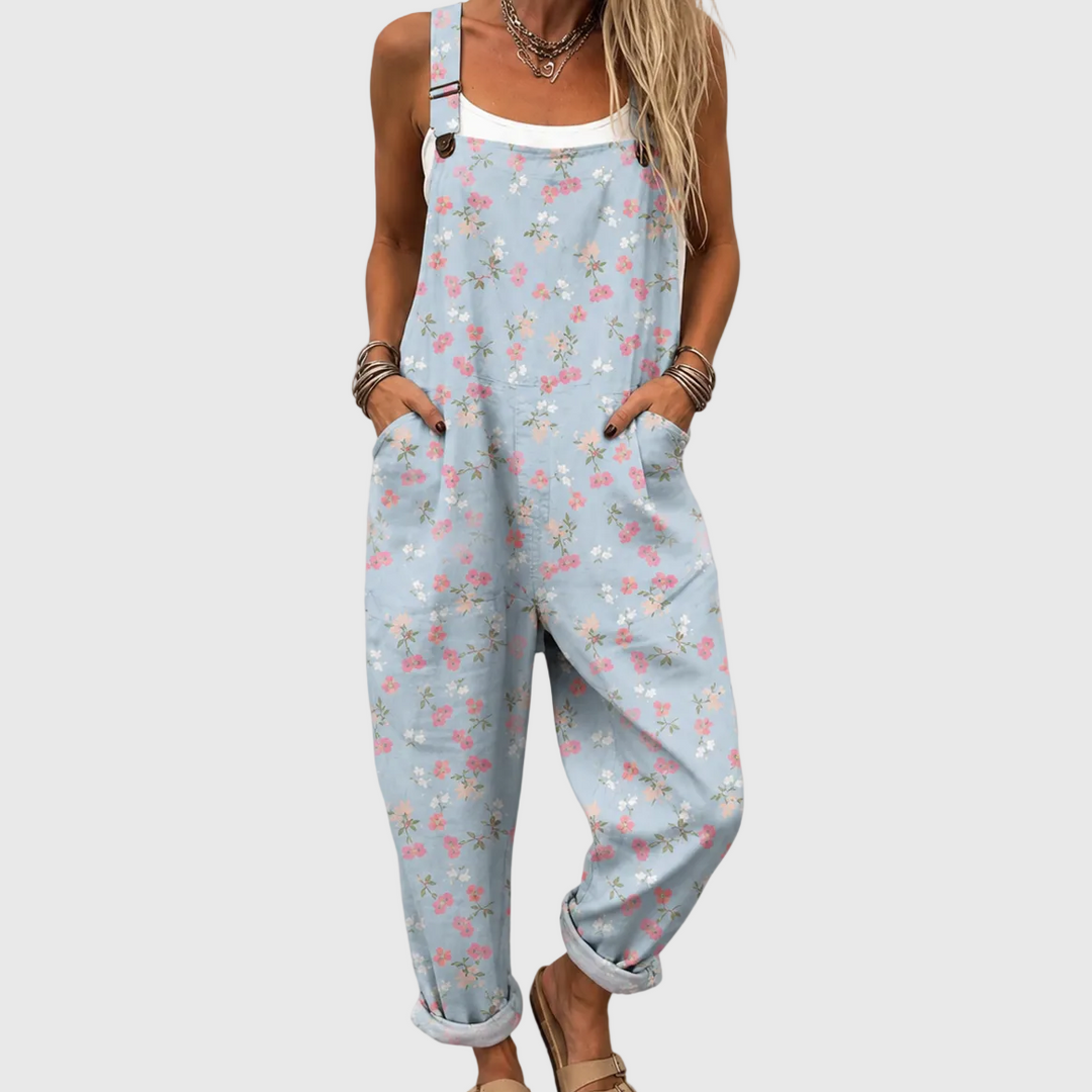 Salome | Relaxed Floral Dungaree Jumpsuit
