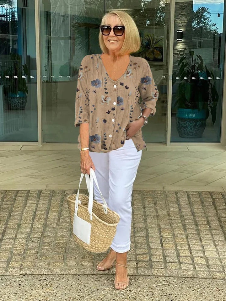 Wendy | Floral Button Tunic Top
