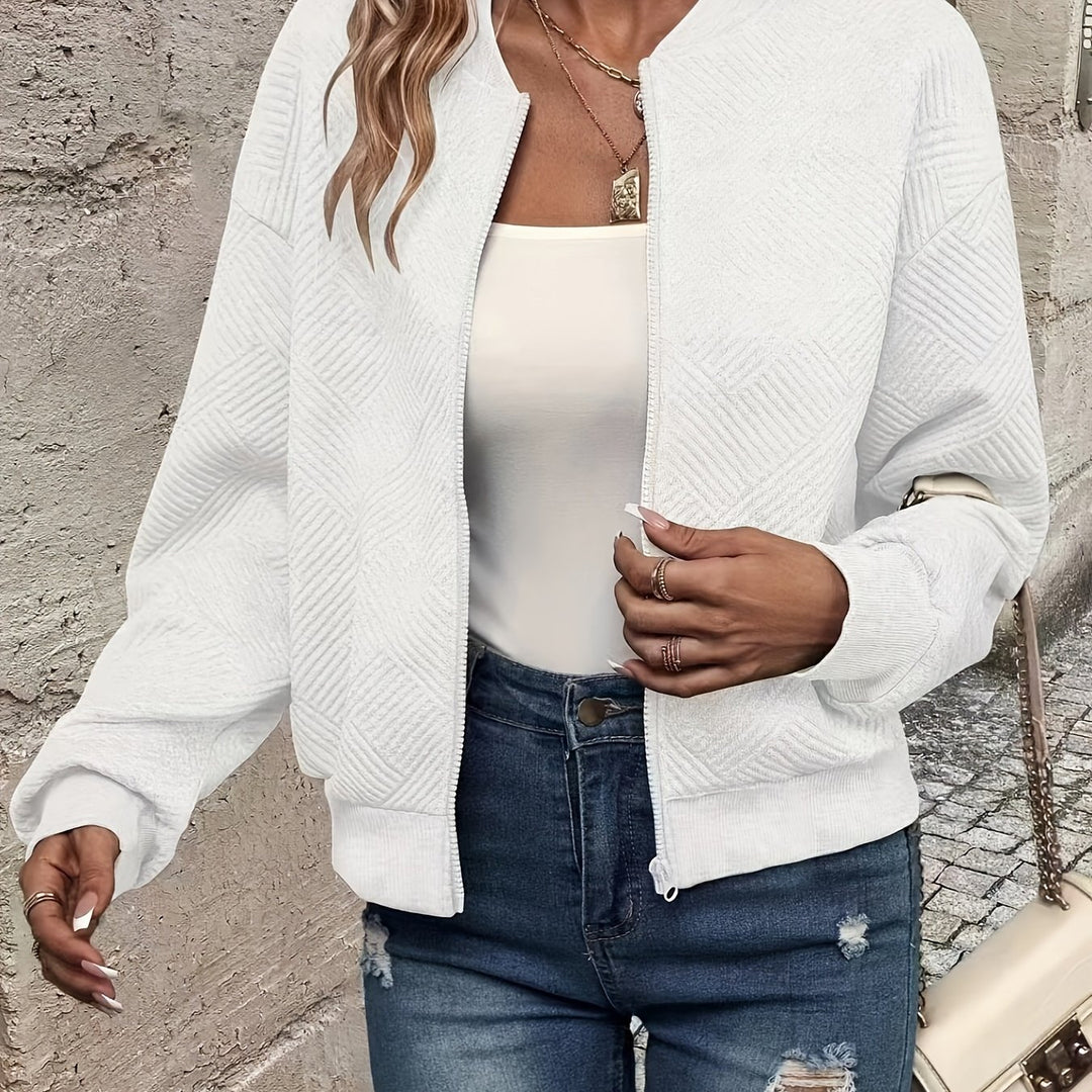 Delia | Textured Zip-Up Bomber Jacket