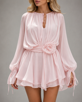 Amabel | Romantic Rose-Waist Mini Dress