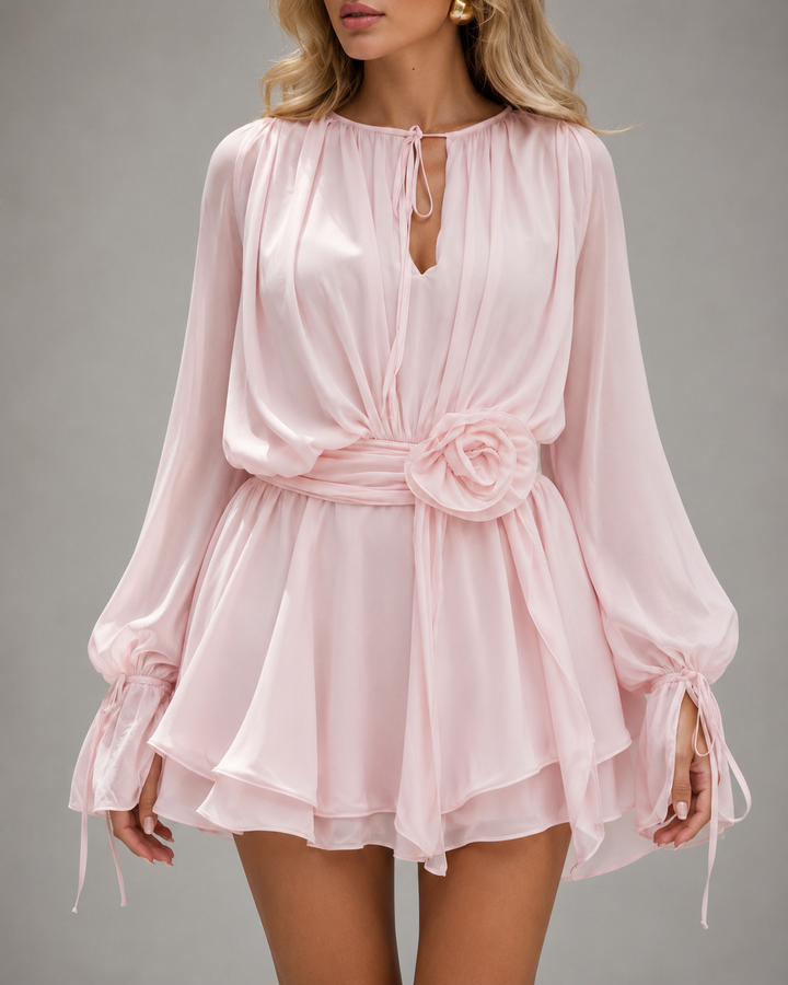 Amabel | Romantic Rose-Waist Mini Dress