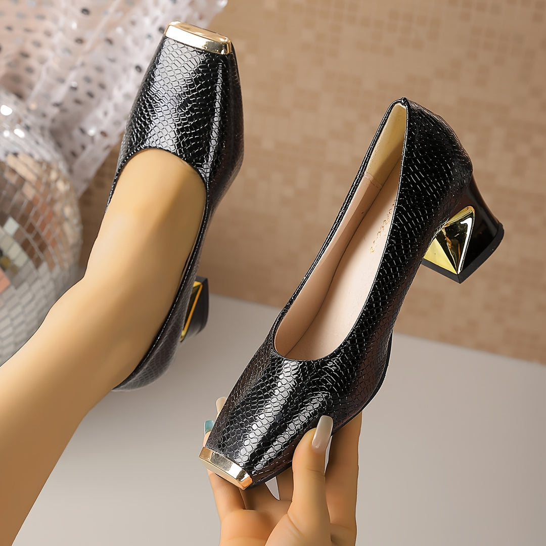 Isabelle | Elegant Square-Toe Block-Heel Pumps