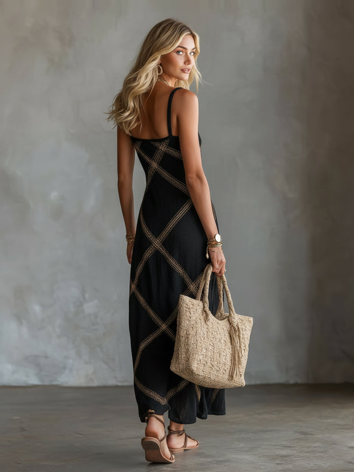 Francesca | Geometric Sleeveless Maxi Dress