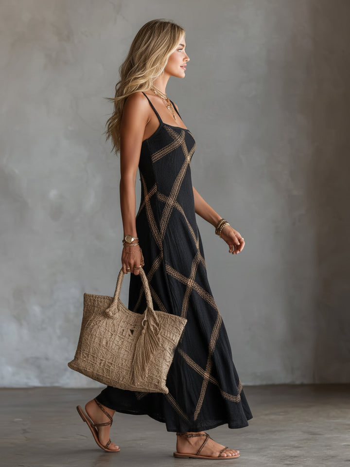 Francesca | Geometric Sleeveless Maxi Dress