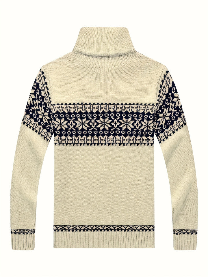 Reuben | Nordic-Pattern Zip Cardigan