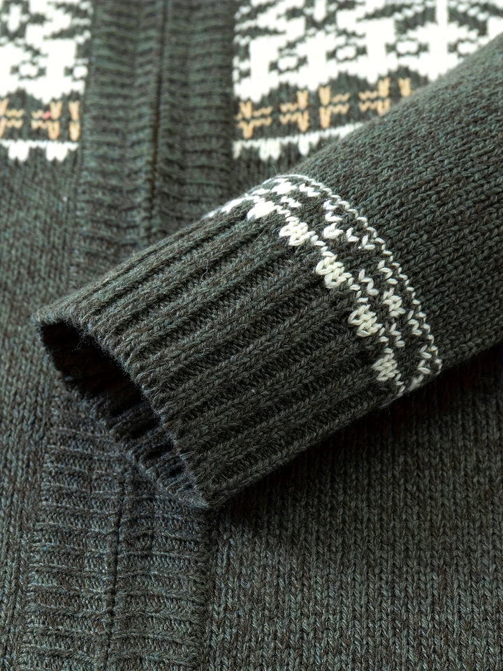 Reuben | Nordic-Pattern Zip Cardigan