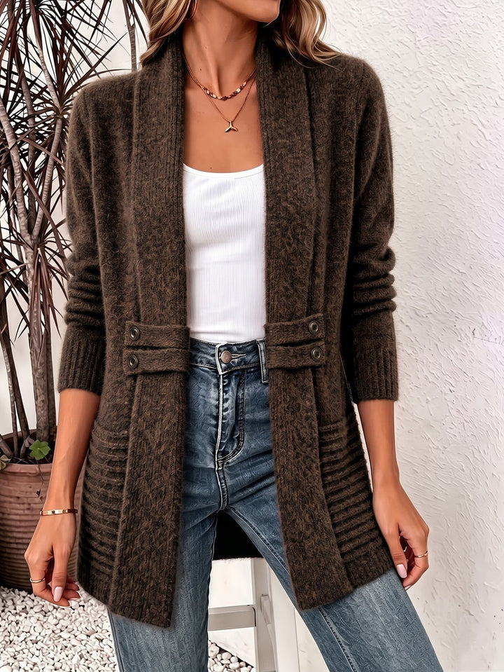 Grace | Ribbed Button-Tab Cardigan