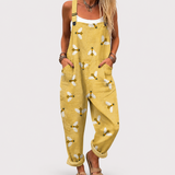 Orlaith | Relaxed Bee Print Dungaree Jumpsuit