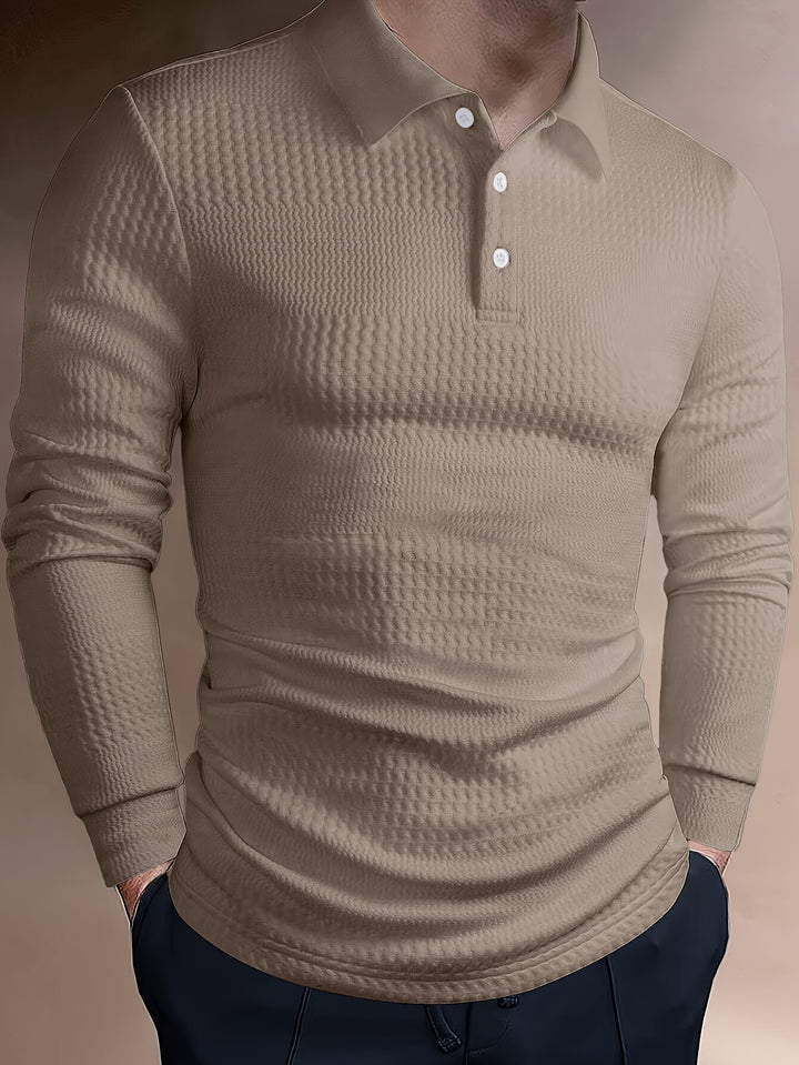 Lawrence | Textured Long Sleeve Polo Shirt