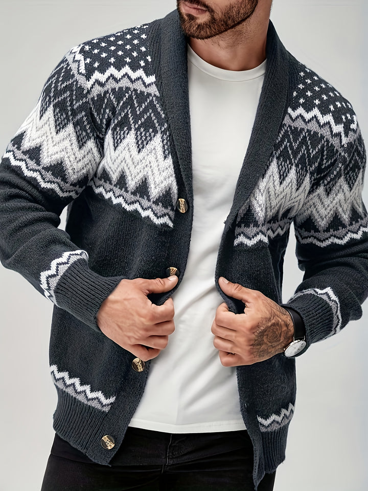 Whitaker | Nordic-Pattern Shawl Cardigan