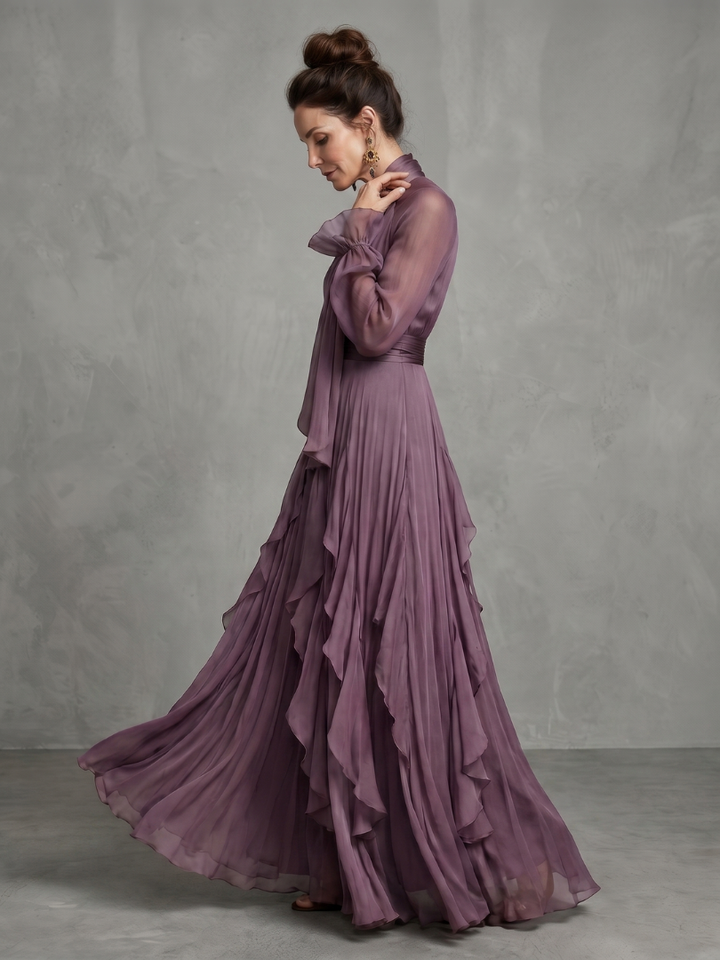 Gloria | Tie-Neck Tiered Maxi Dress
