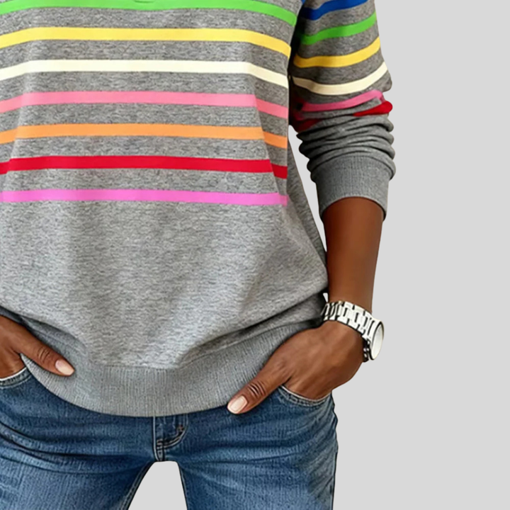 Hazel | Colourful Striped Quarter-Zip Sweatshirt