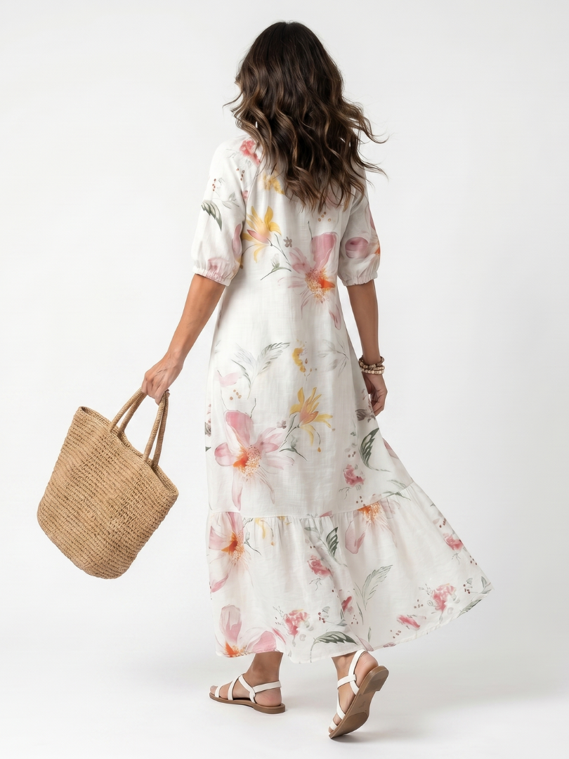 Antonia | Soft Floral Tiered Midi Dress