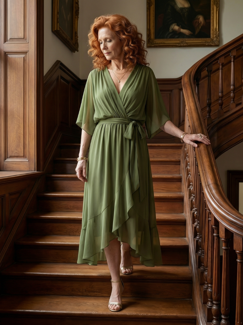 Diana | Flowing Drape Midi Dress