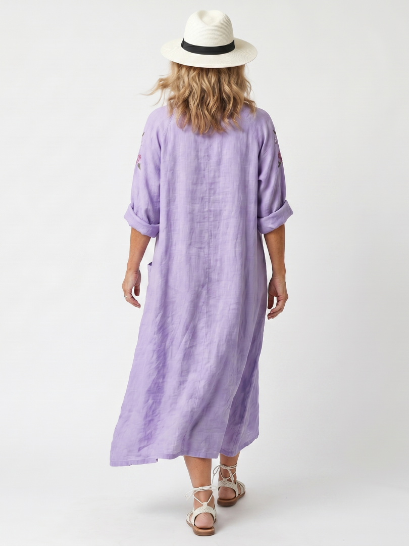 Ottilie | Floral Embroidered Pocket Midi Dress