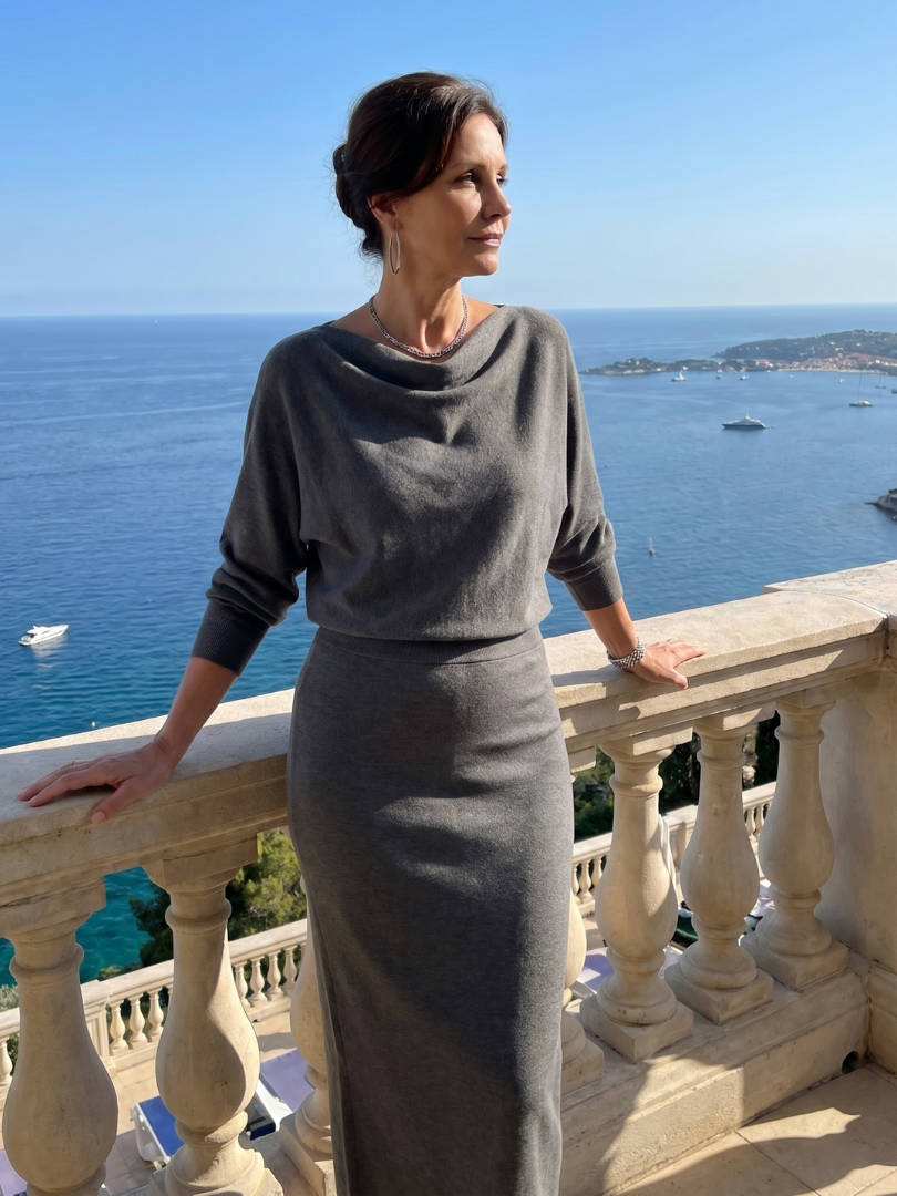 Bettany | Draped Cowl-Neck Midi Dress