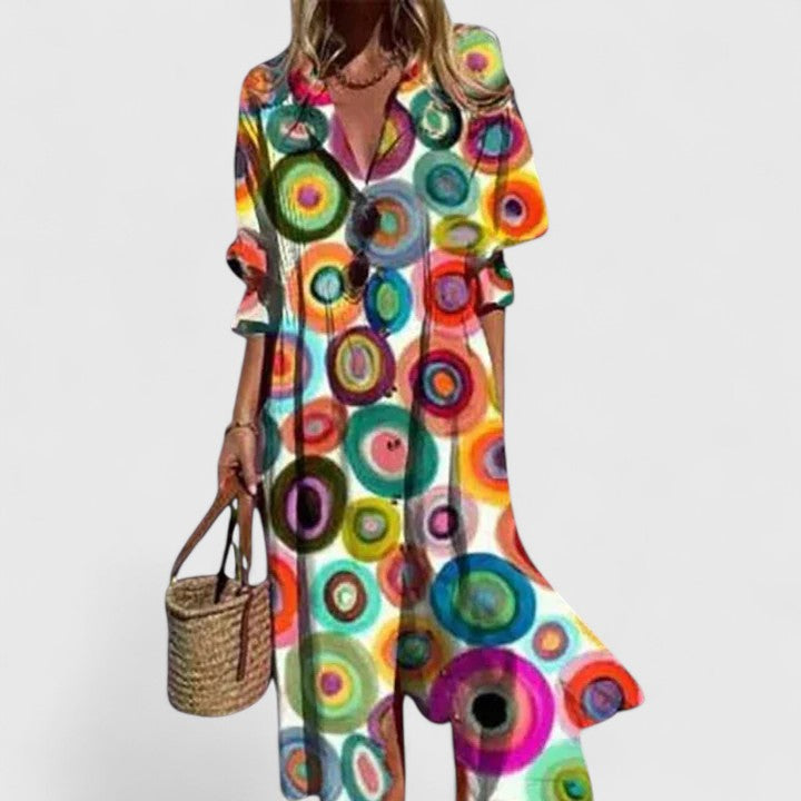 Sabrina | Watercolour Floral Maxi Shirt Dress