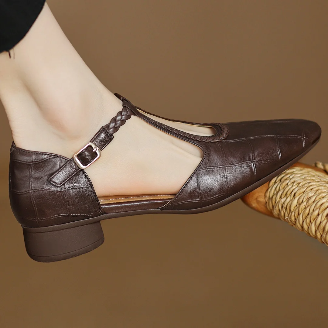Maud | Braided T-Strap Mary Jane Flats