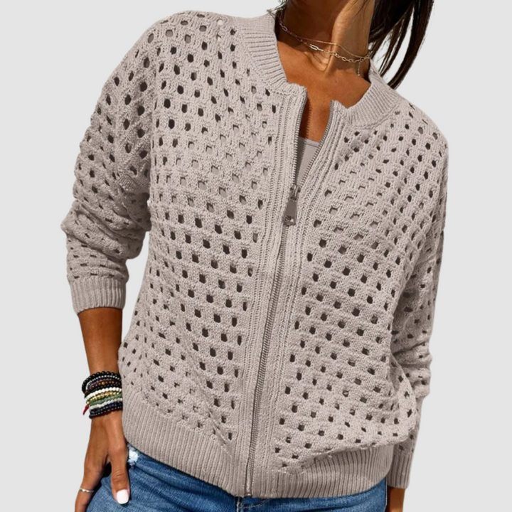 Marielle | Zip-Front Open-Knit Cardigan