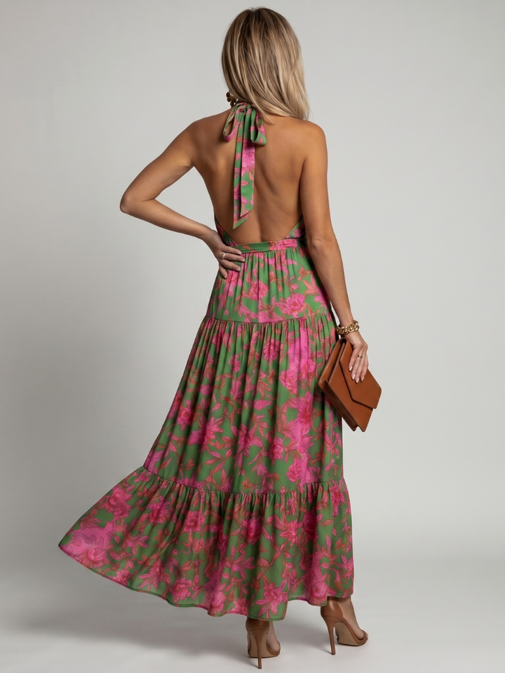 Beatrisse | Draped Halter Maxi Dress