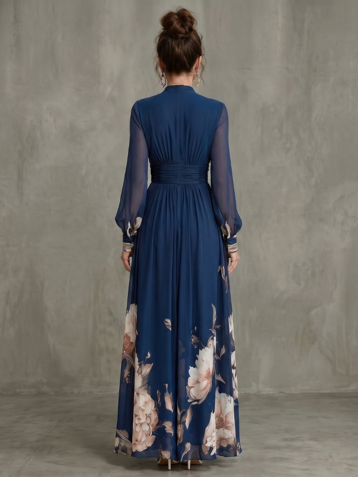 Delilah | Pleated Floral-Hem Maxi Dress