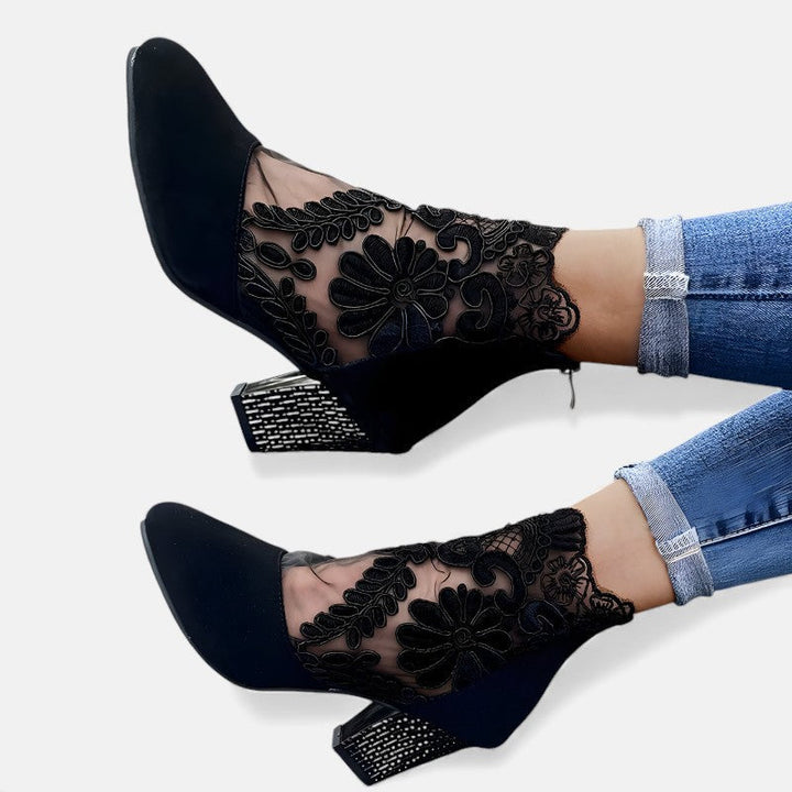 Henrietta | Floral Lace Ankle Boots