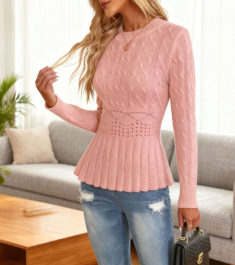 Marnelle | Refined Cable-Knit Peplum Jumper