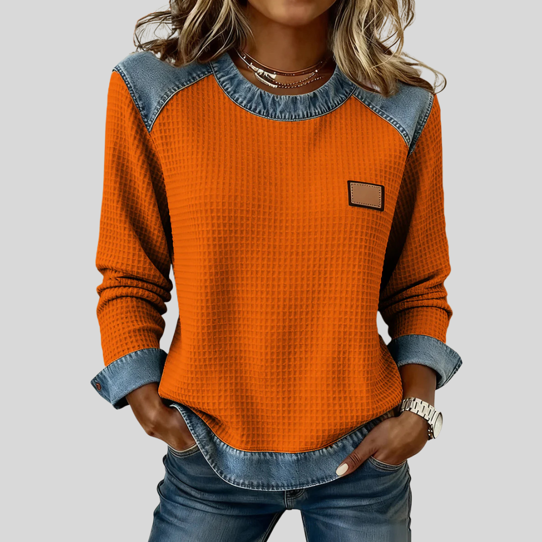 Gloria | Two-Tone Waffle Sweatshirt