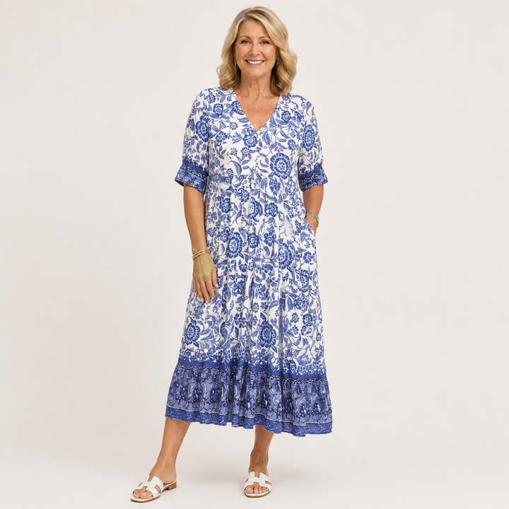 Willa | Graceful V-Neck Floral Midi Dress