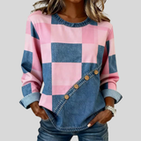 Sondra | Colour-Block Check Sweatshirt