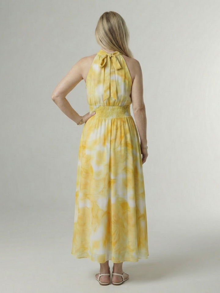 Faye | Gathered Halter Midi Dress