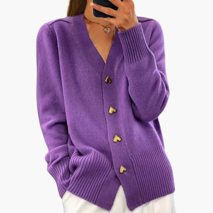Prudence | Elegant Heart-Button Cardigan