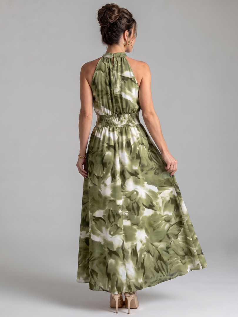 Juliana | Halter-Neck Gathered Waist Midi Dress