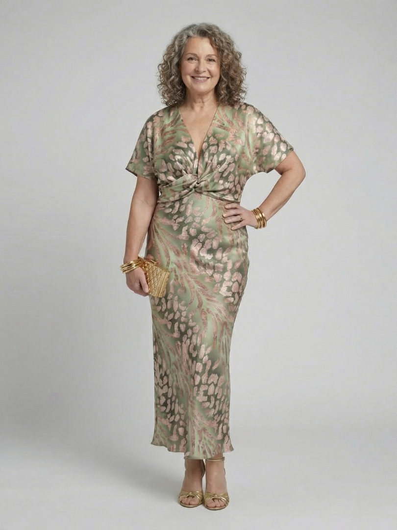 Marla | Abstract Print Twist-Waist Midi Dress