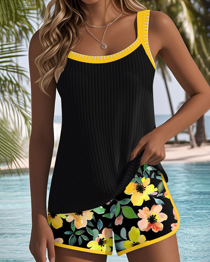 Renée | Contrast-Trim Two-Piece Swim Set