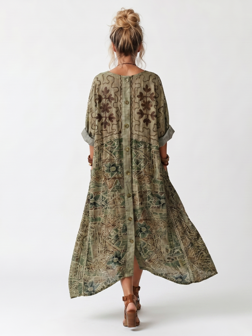 Thalia | Button-Front Oversized Pocket Midi Dress