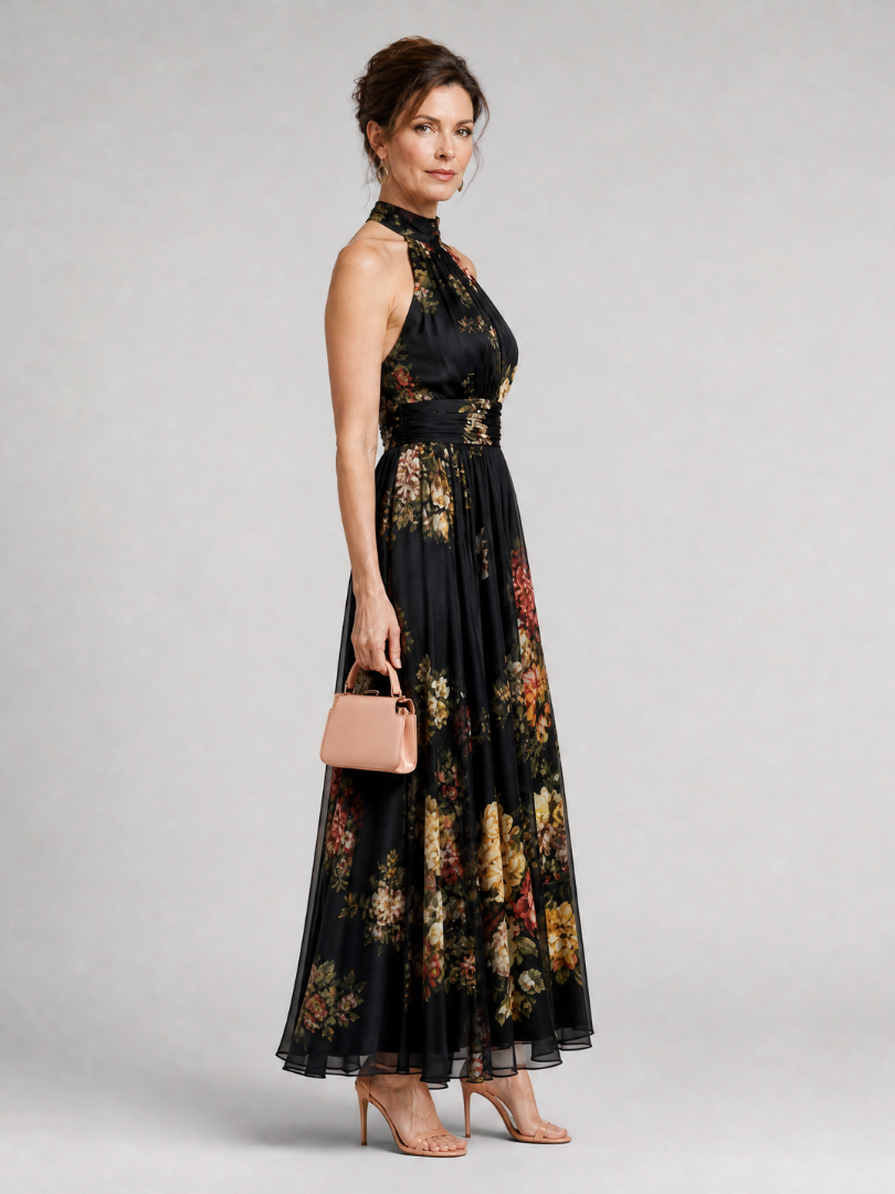 Rosina | Floral Halter-Neck Dress