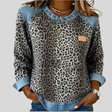 Isabelle | Contrast-Trim Leopard Print Sweatshirt