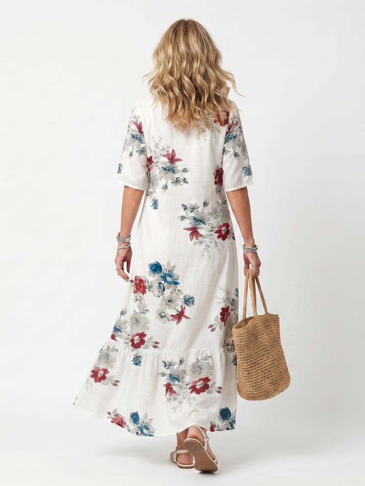 Elsie | Floral Tassel-Tie Midi Dress